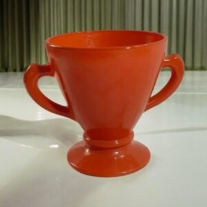 Vintage 1940s-50s Hazel-Atlas Moderntone Ovide Platonite Orange Footed Sugar Jar